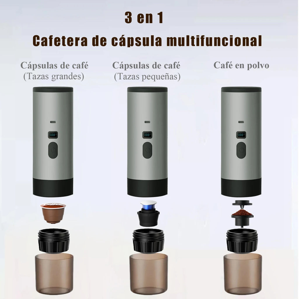 Cafetera de Capsulas Portatil MicroData 3 en 1, Espresso Inalambrico con Calentamiento, Extraccion por Bomba y Pantalla Digital