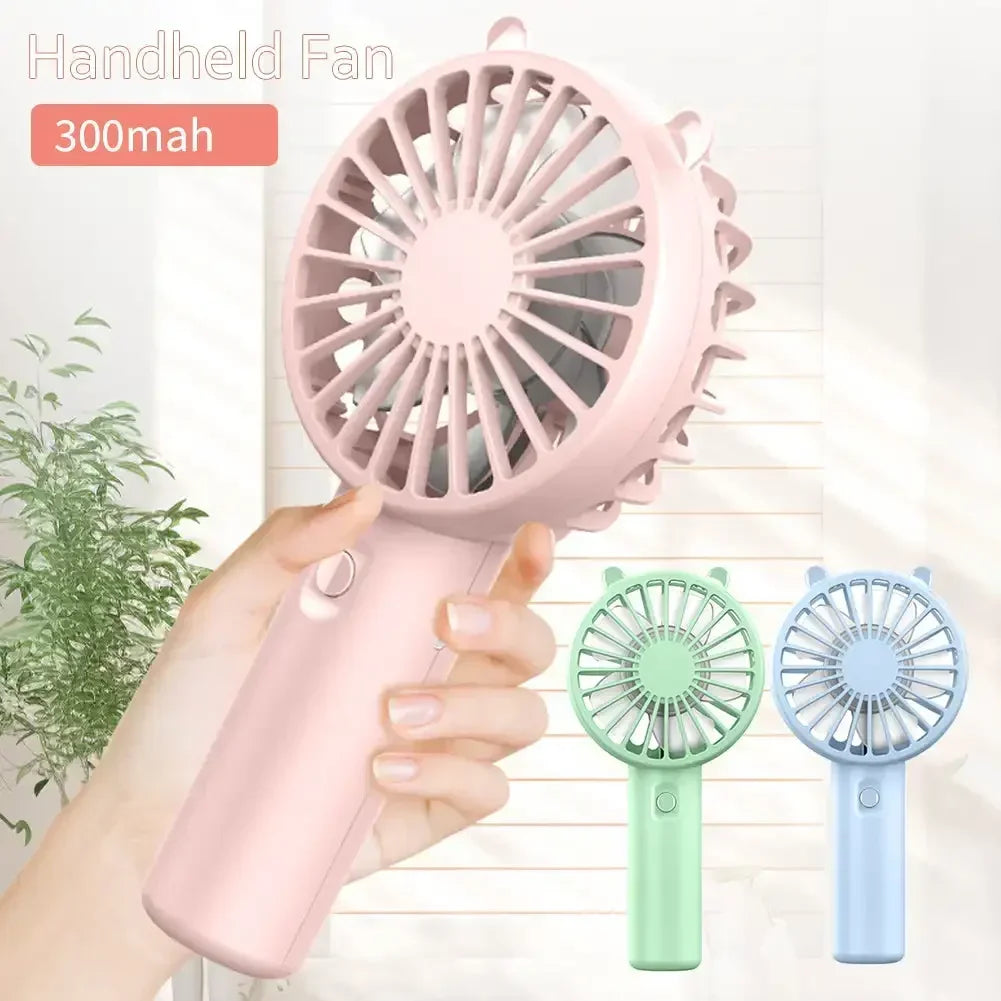 Ventilador de Mano Portatil Mini USB Recargable, Silencioso, Pequeno Ventilador Enfriador para Escritorio, 4 Colores
