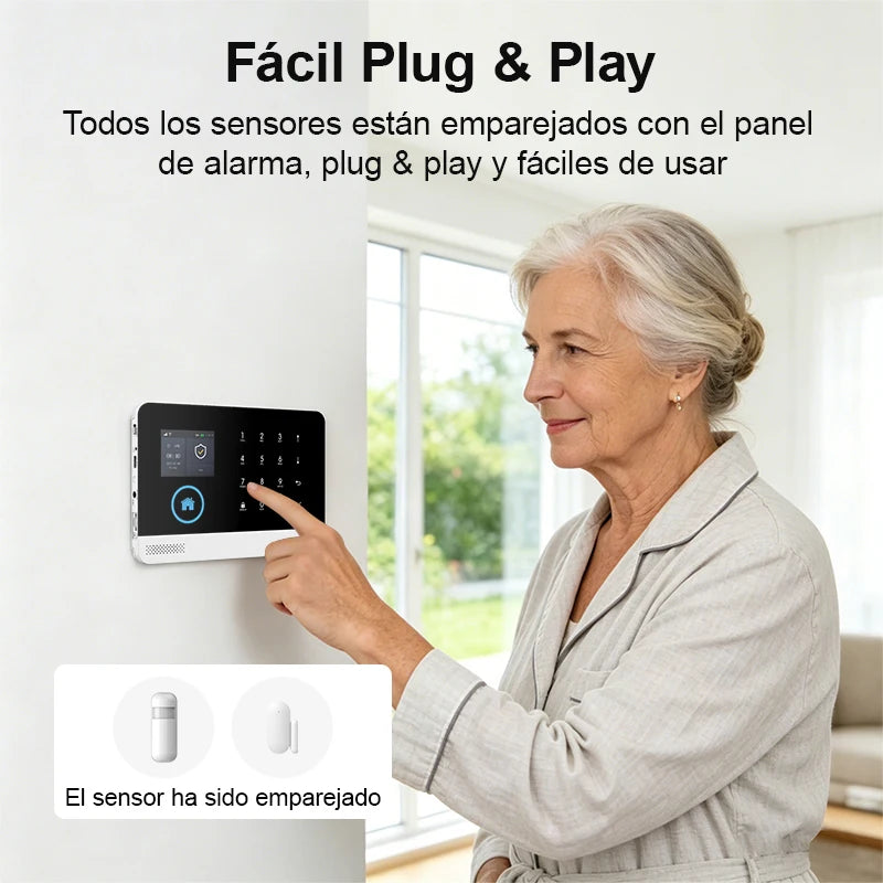 Kit de Alarma Inteligente PGST – 4G + WiFi, Sensor Movimiento y Puerta, Compatible Tuya, Alexa y Smart Life