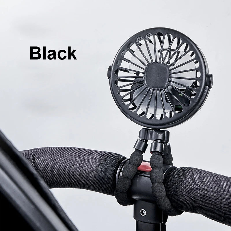 Ventilador Portátil con Pinza Mini USB Recargable 360° para Cochecito, Escritorio y Exterior