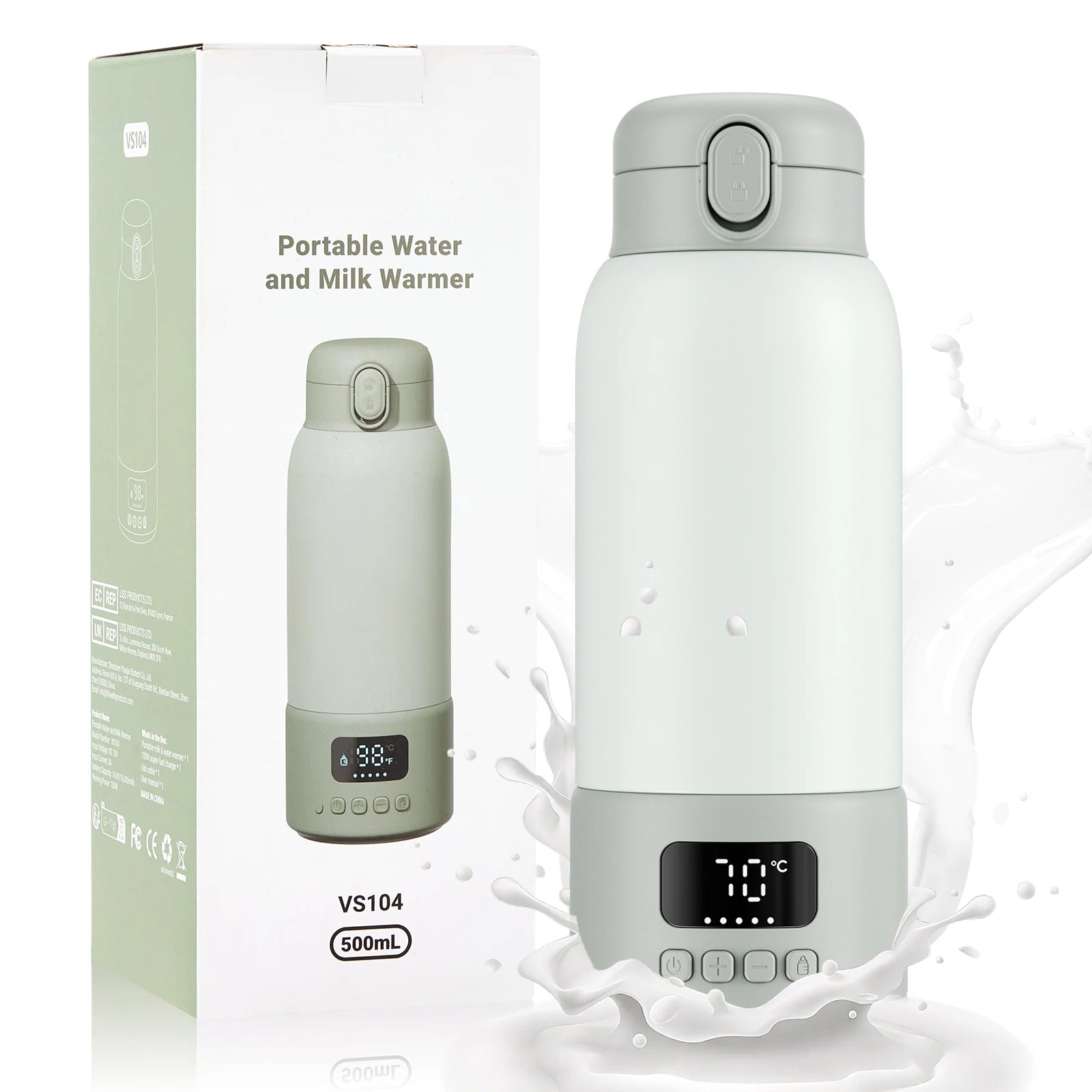 Calentador de Biberones Portátil Rbefeuly 500ml – 100W, Batería 16.000mAh, Calentamiento Rápido, Sin BPA