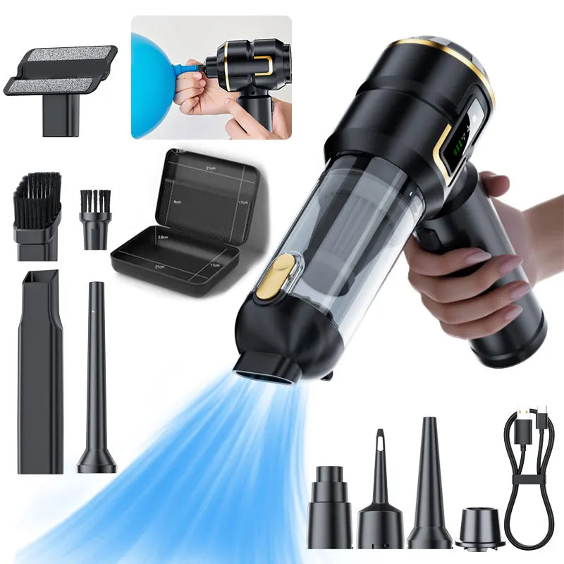 Aspirador Portátil TOKER 2 en 1 — 80000 RPM, 100W, con Bomba de Inflado para Coche, Sofá y Escritorio