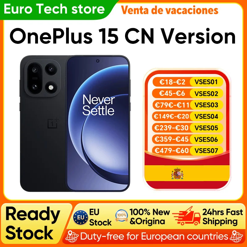 OnePlus 15 Smartphone — Snapdragon 8 Elite Gen 5, Pantalla AMOLED 6,78" 165Hz, Triple Cámara 50MP, 7300mAh