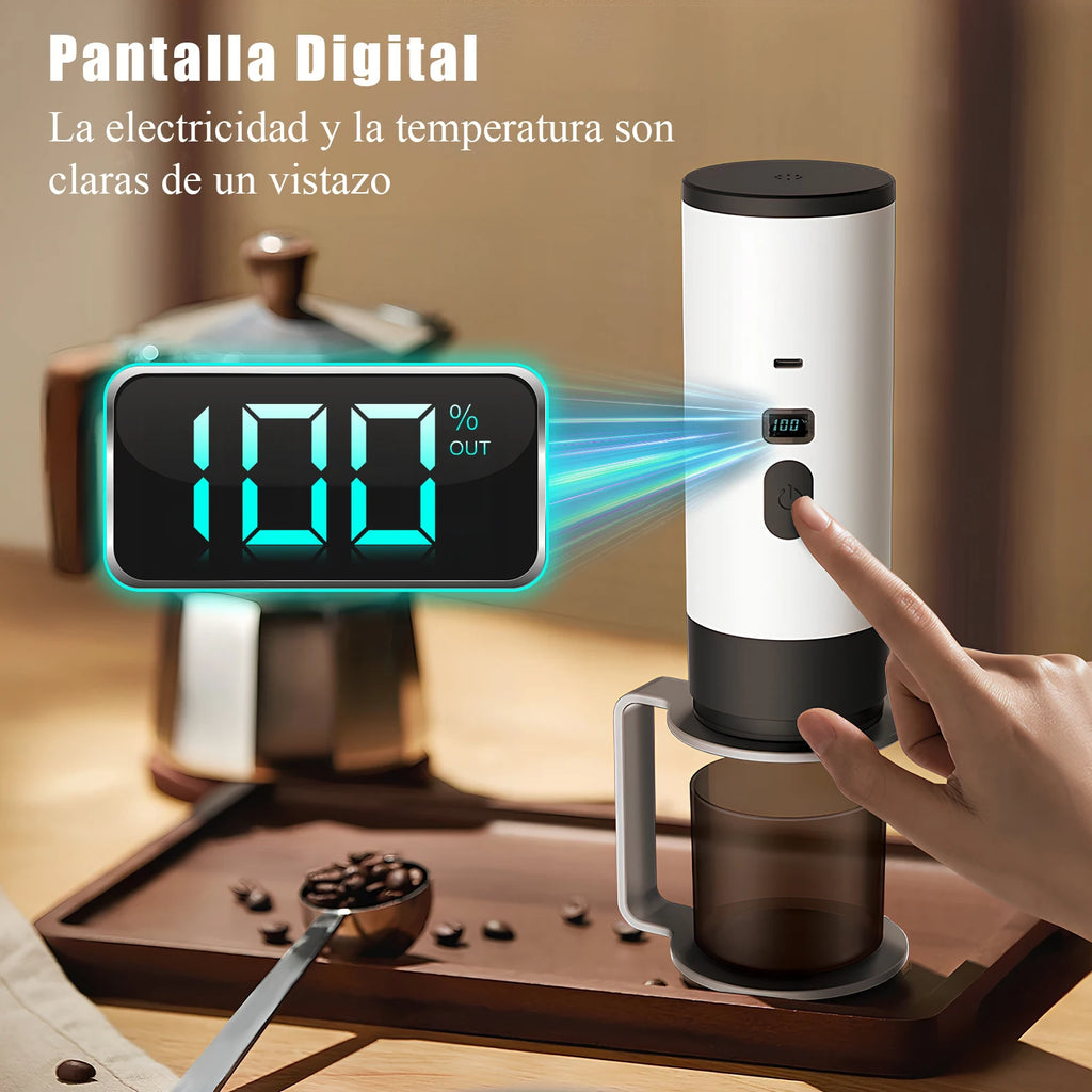 Cafetera de Capsulas Portatil MicroData 3 en 1, Espresso Inalambrico con Calentamiento, Extraccion por Bomba y Pantalla Digital