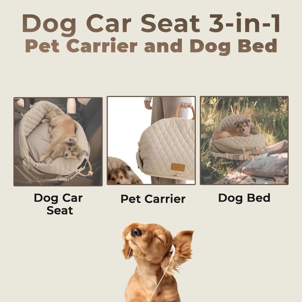Asiento de Coche 3 en 1 y Bolso de Viaje para Perros