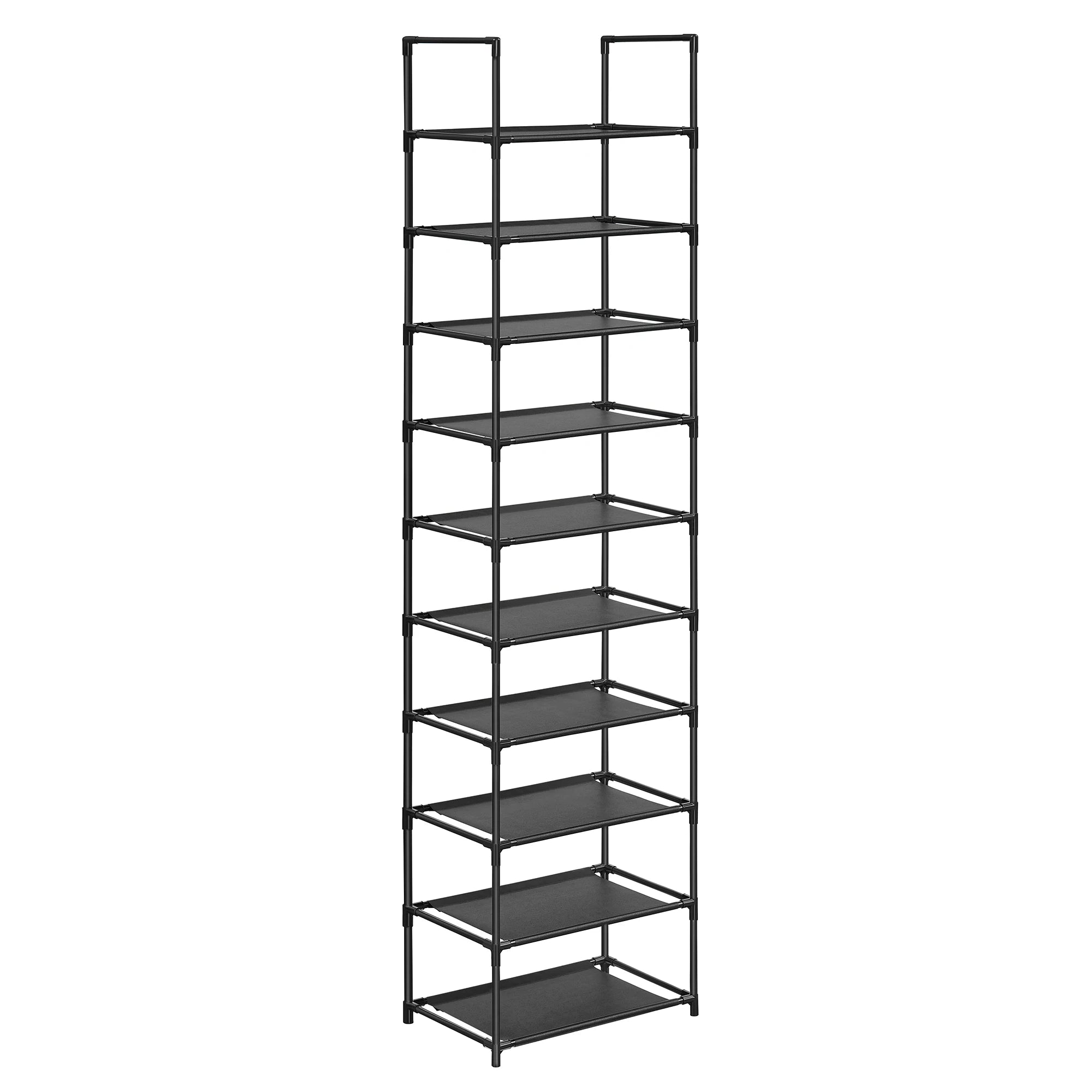 Zapatero 10 Niveles SONGMICS – Ahorra Espacio, Estructura Metálica, 45 × 28 × 173 cm, Negro/Gris