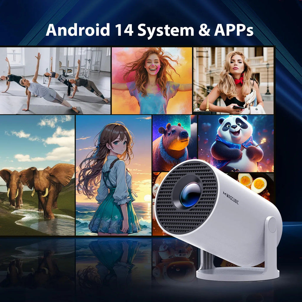 Proyector Mini Magcubic HY300 Pro – 8K Compatible, 290 ANSI, WiFi 6, Android 14, Bluetooth 5.4, Rotación 180°