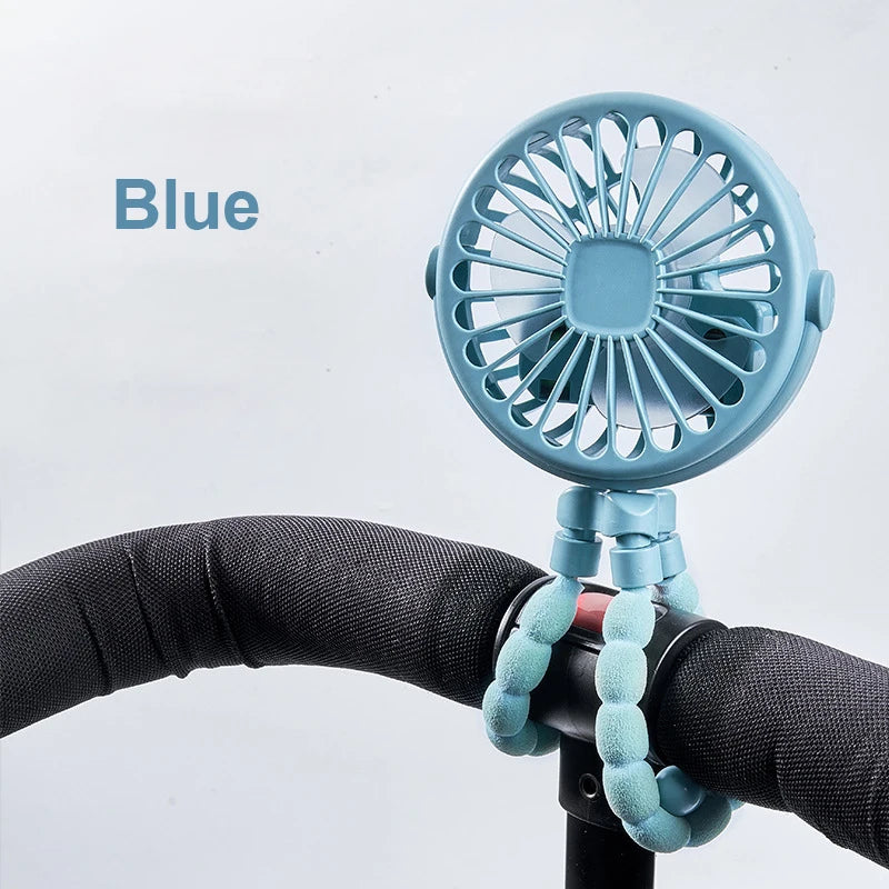 Ventilador Portátil con Pinza Mini USB Recargable 360° para Cochecito, Escritorio y Exterior