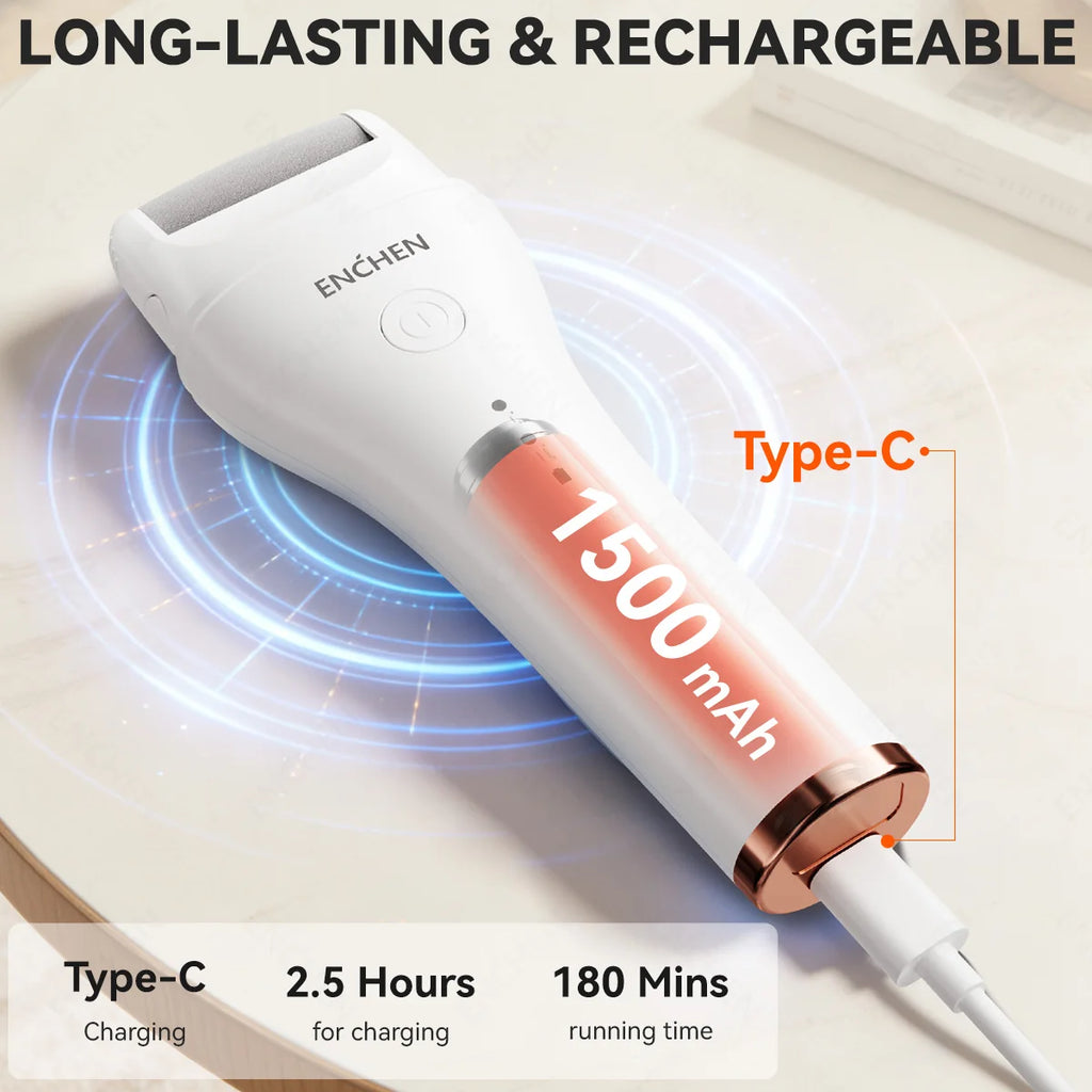 Limápies Eléctrico Enchen Rock | Recargable USB | IPX6 Impermeable | 2 Velocidades | Elimina Durezas y Callosidades