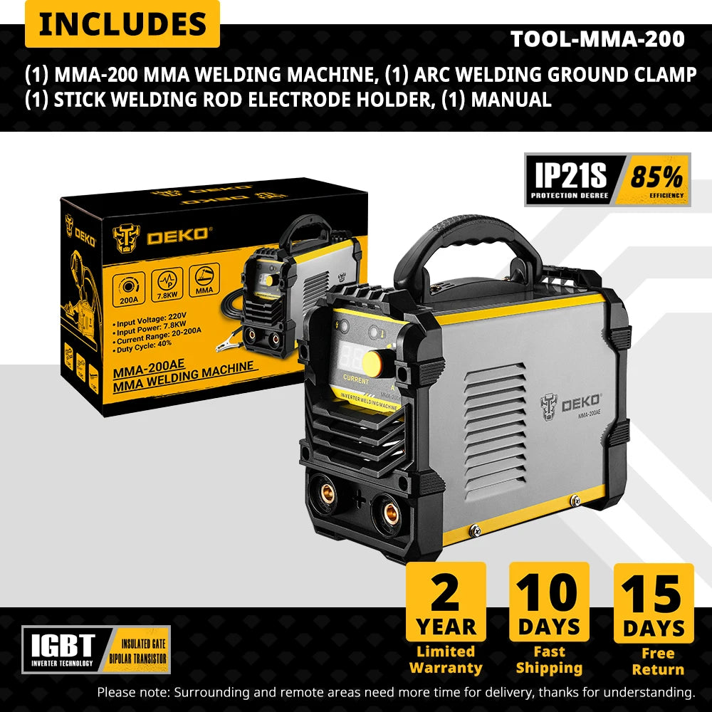 Soldadora Inversora DEKO MMA 160/200A – 4,1 KVA, Tecnología IGBT, 220V, MMA y TIG Lift