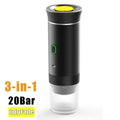 Cafetera Portátil 3 en 1 MicroData — Eléctrica Inalámbrica para Cápsulas y Café Molido, Coche, Casa y Camping