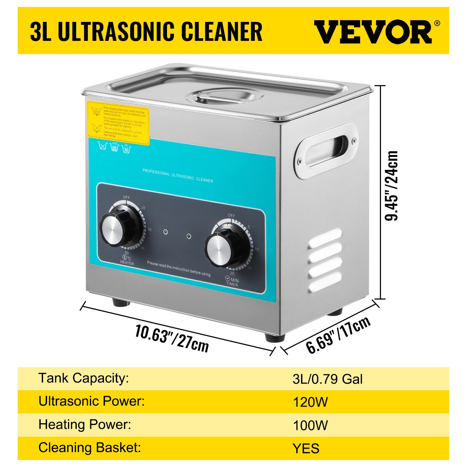 Limpiador Ultrasónico Eléctrico SucceBuy – 3L / 6,5L / 10L / 15L / 22L / 30L, 40KHz, Acero Inoxidable 304, con Calefacción