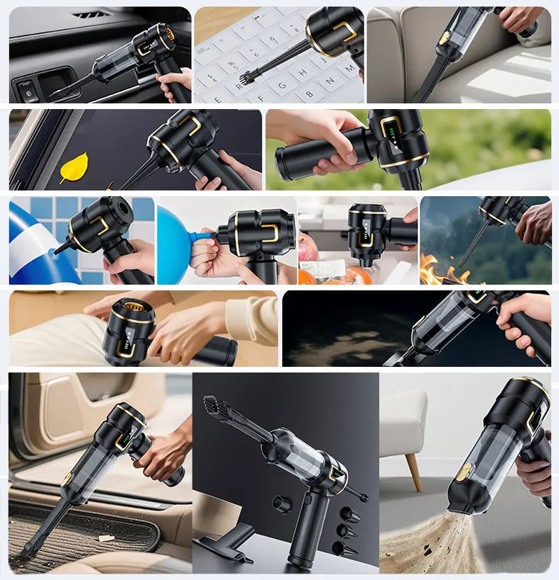 Aspirador Portátil TOKER 2 en 1 — 80000 RPM, 100W, con Bomba de Inflado para Coche, Sofá y Escritorio