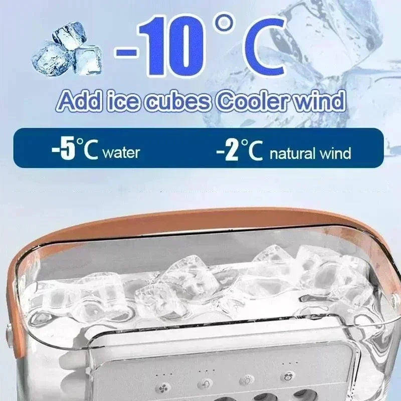 Ventilador 3 en 1 OIMG Portatil, Mini Aire Acondicionado con Humidificador, Luz LED de 7 Colores, 3 Velocidades y 3 Modos de Nebulizacion para Hogar y Oficina