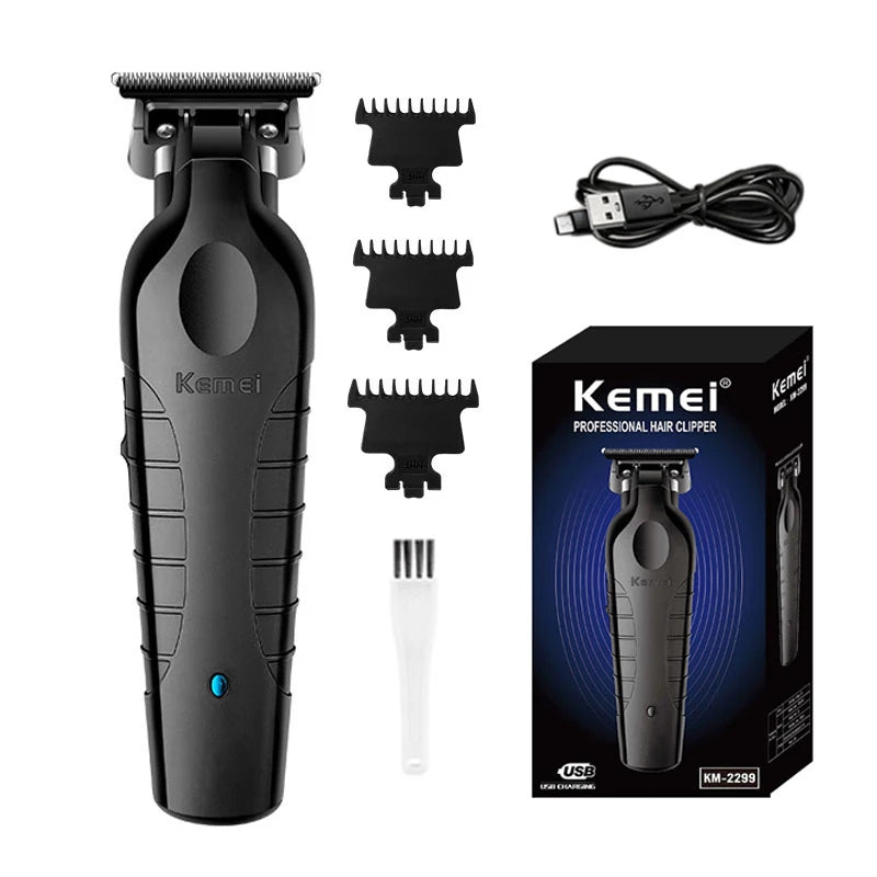 Cortapelos Profesional Kemei KM-2299 – Inalámbrico, USB-C, Cuchillas Acero Inoxidable, 3 Peines