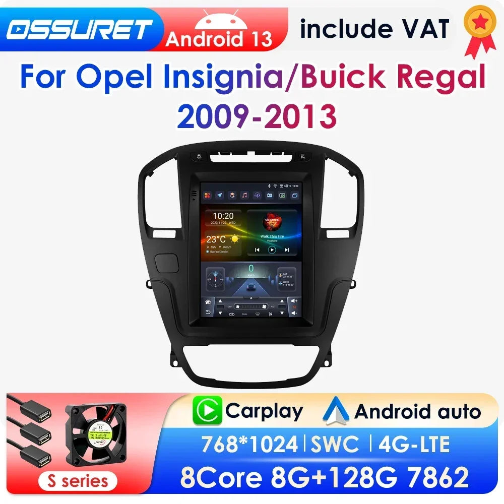 Radio Android 13 OSSURET 2DIN para Opel Insignia / Buick Regal 2009–2013 — Pantalla Vertical 9,7" CarPlay GPS