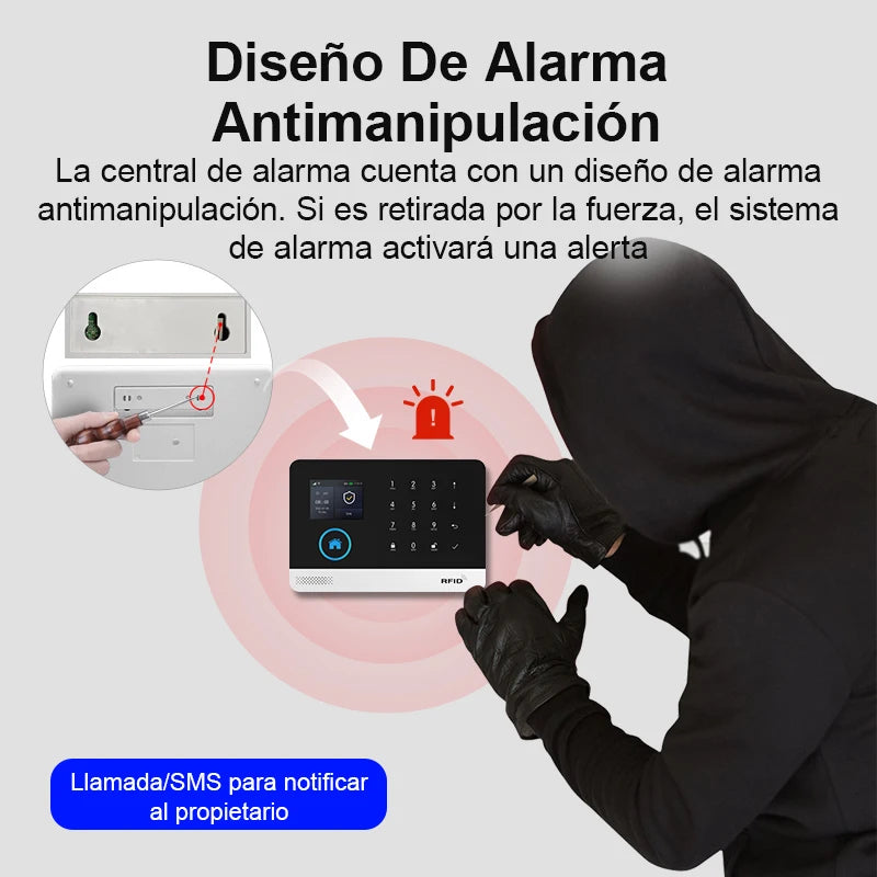 Kit de Alarma Inteligente PGST – 4G + WiFi, Sensor Movimiento y Puerta, Compatible Tuya, Alexa y Smart Life