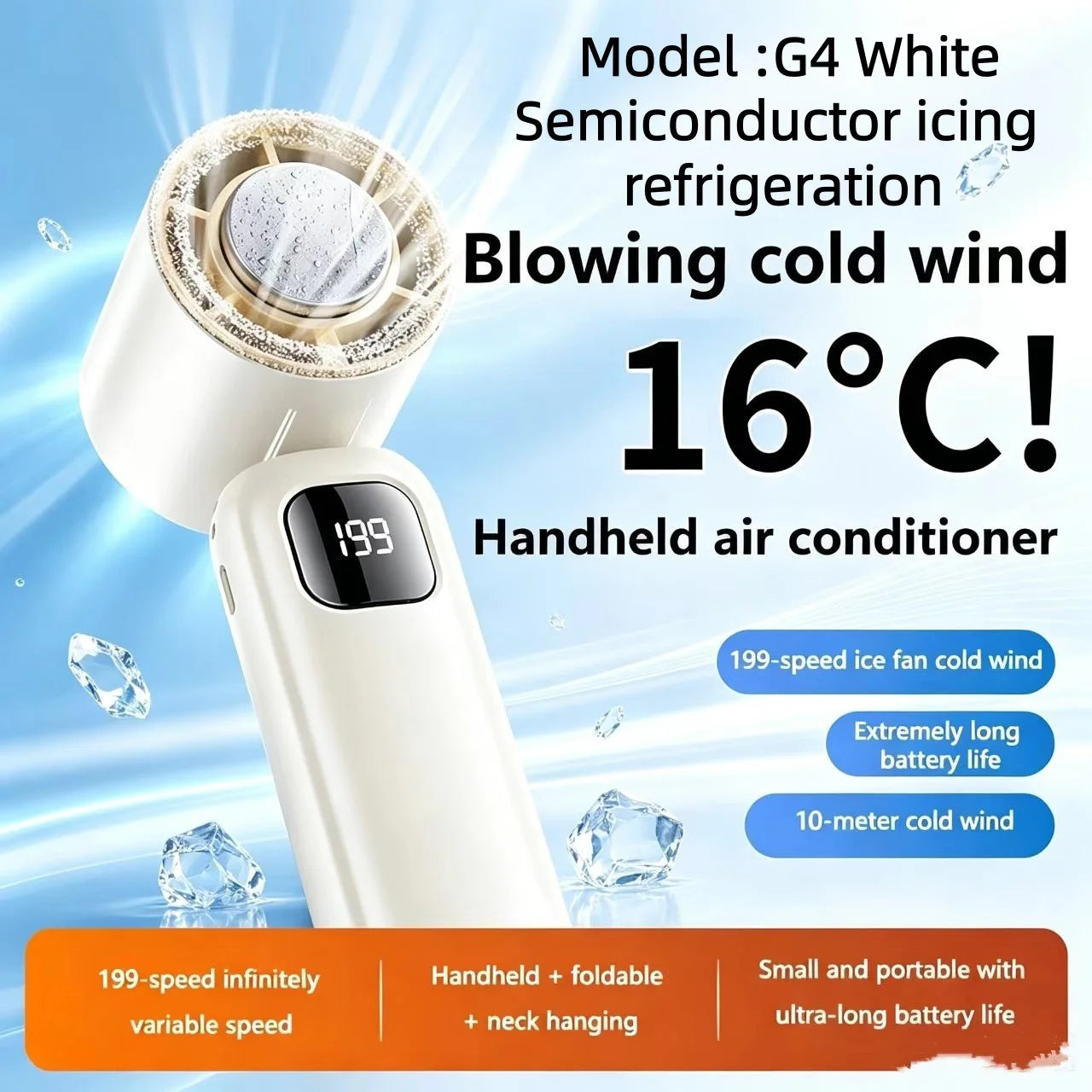 Ventilador de Cuello JPNPL 8000 mAh USB Sin Aspas, Portatil, Recargable, Silencioso, con Pantalla LED Digital, 100 Velocidades