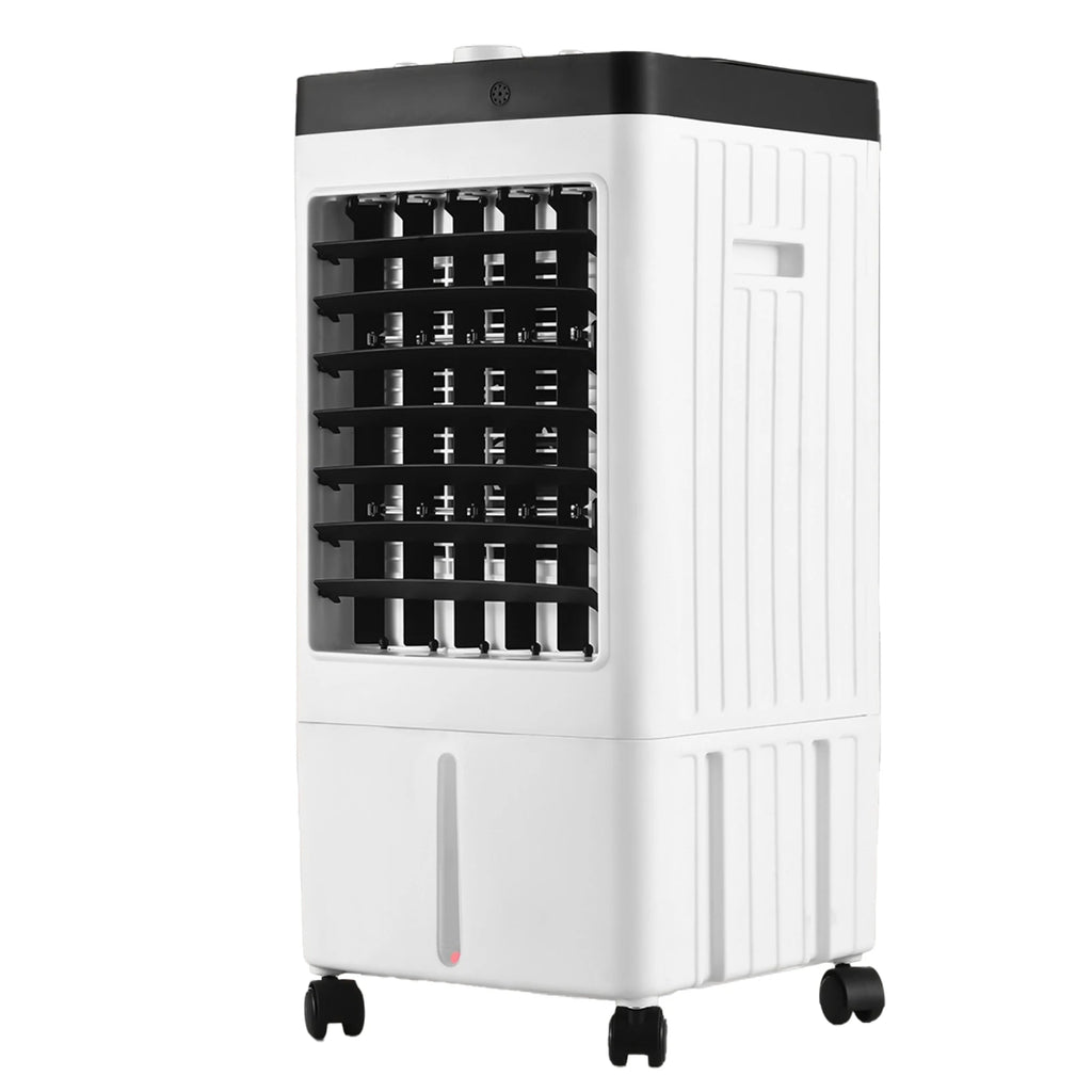 Enfriador de Aire Evaporativo 100° Oscilación, Mando a Distancia, 2 Cajas de Hielo, Depósito 8L, Temporizador 1-7H, 3 Velocidades