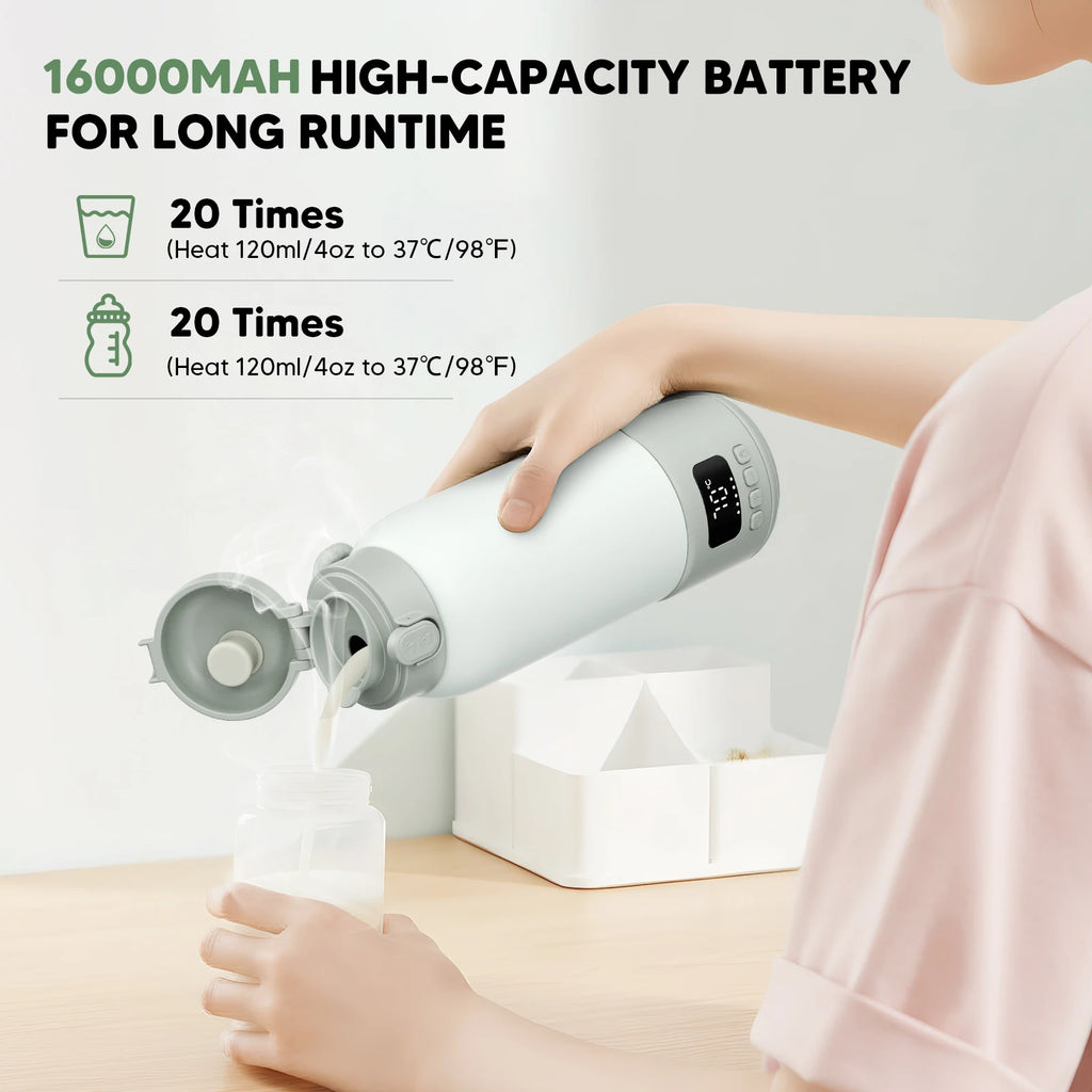 Calentador de Biberones Portátil Rbefeuly 500ml – 100W, Batería 16.000mAh, Calentamiento Rápido, Sin BPA